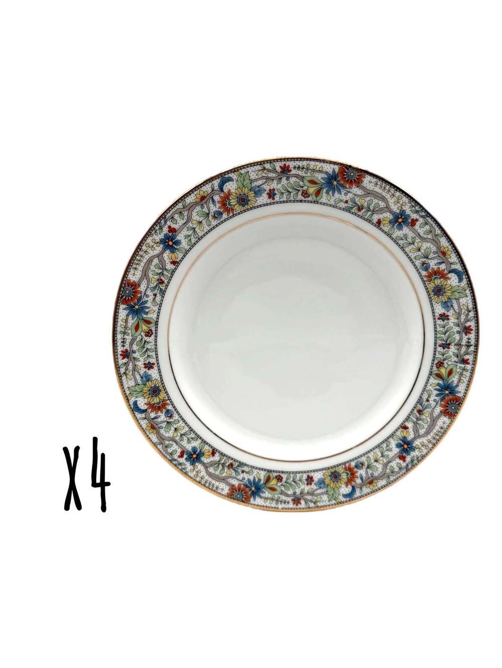 Set of 4 Antique Fraureuth The Alrae 7.75” Salad Plates – Germany – Floral Rim